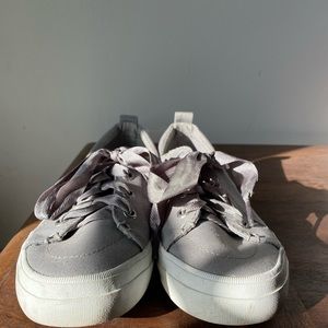 Sperry Sneakers Gray with Satin Ribbon Laces